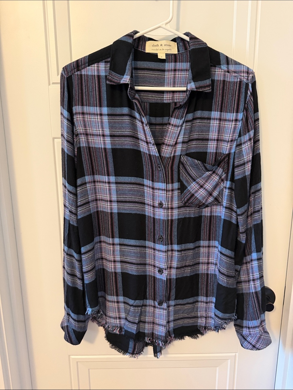 cloth & stone Black and Blue Plaid Button-Down Shirt